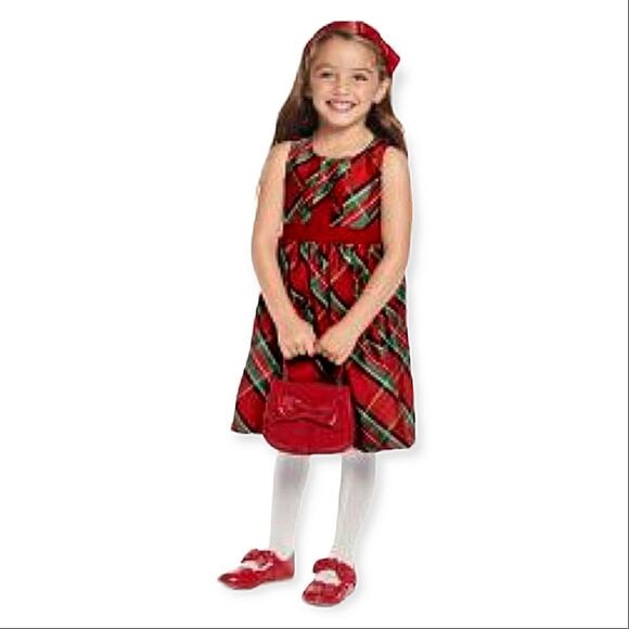 Gymboree Girls Tartan Plaid Dress - Picture Perfect - Salsa - Picture 2 of 9